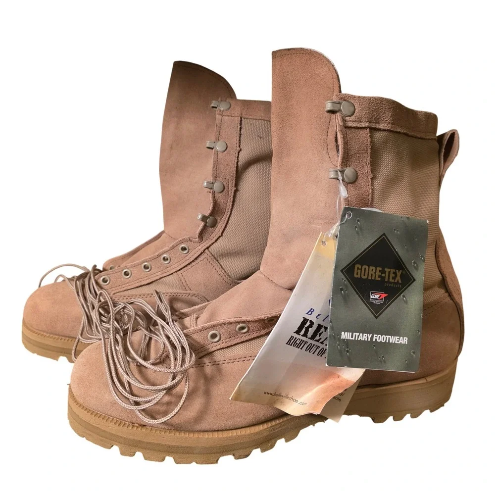 Belleville 7705118‎ Mens Military Boots Gore-Tex Vibram Tan Suede USA Made 13R